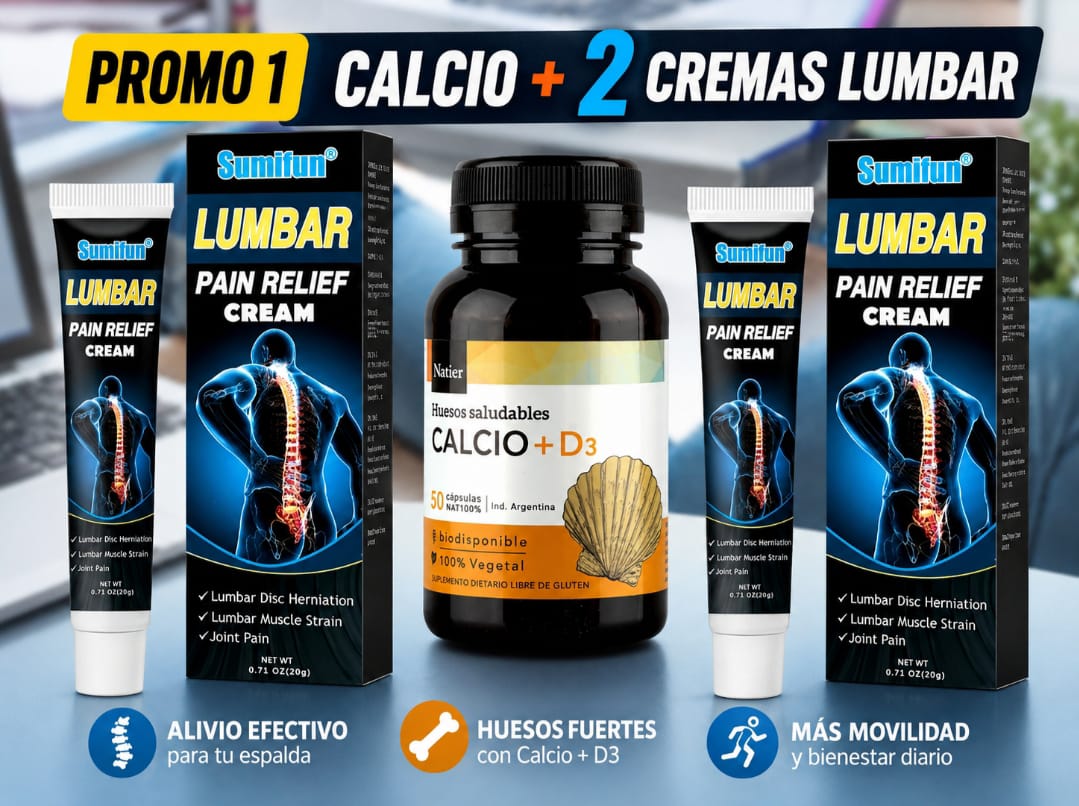 Promo 1 — Calcio+D3 + 2 Cremas Lumbar Sumifun