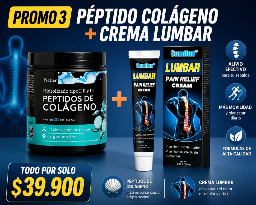 Promo 3 — Péptidos de Colágeno + Crema Lumbar Sumifun